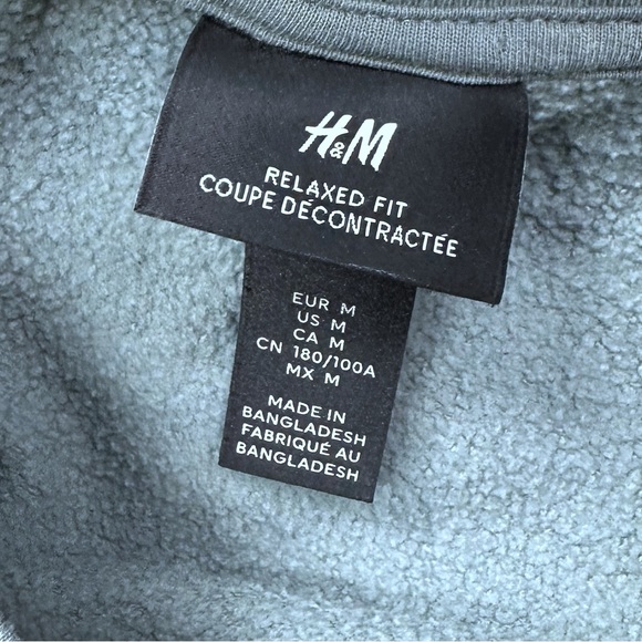 H&M Pullover Crew Neck Sweater Cotton Medium Sage Green Teal - Picture 3 of 6